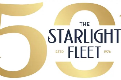 Gold '50th' with 'The Starlight Fleet ESTD 1976' in navy text.
